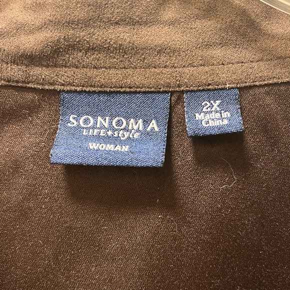 Sonoma Smart Casual Versatile Full Zip Over-Shirt, Woman's Sz 2X, Faux Suede - Picture 3 of 7